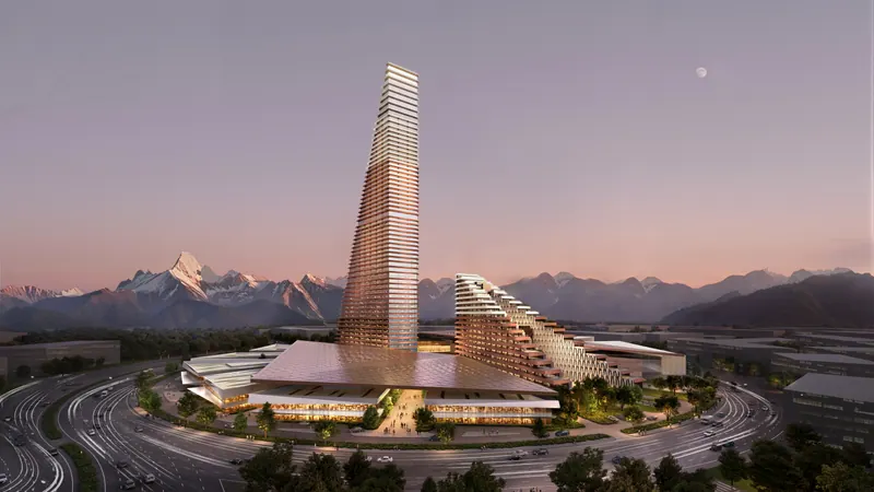 Ымыртта таулар аясындағы Iconic Complex мұнаралары мен сауда орталығы