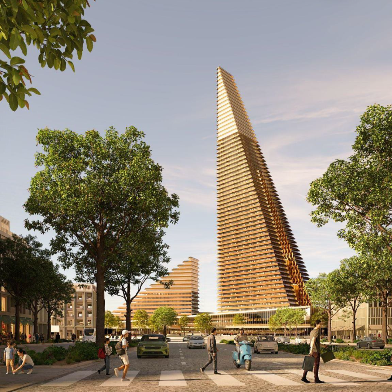Башни Iconic Complex за деревьями