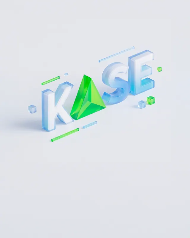 Жасыл үшбұрышы бар «KASE» көлемді шыны әріптері