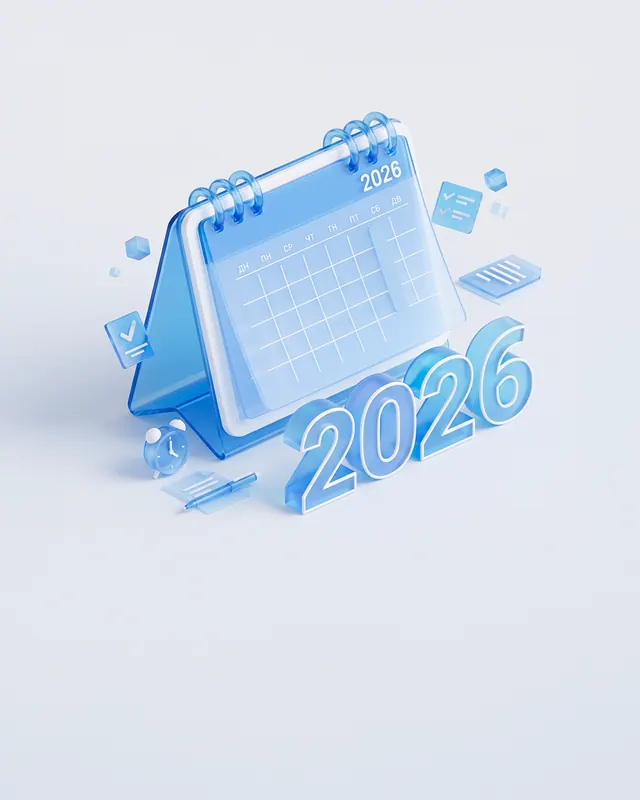 Көлемді күнтізбе және «2026» сандары